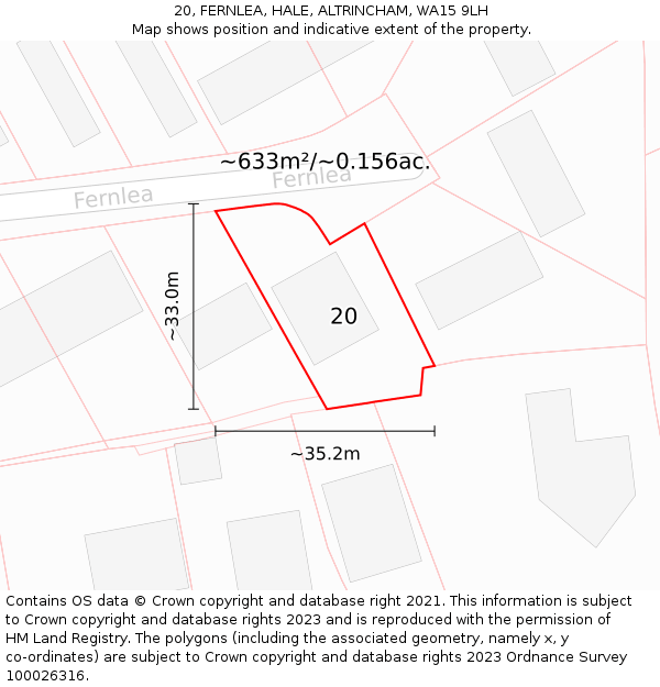 20, FERNLEA, HALE, ALTRINCHAM, WA15 9LH: Plot and title map