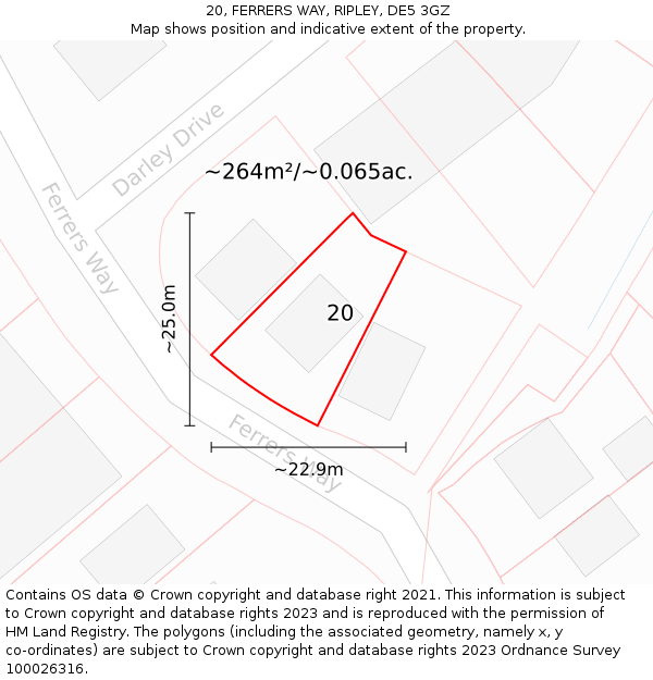 20, FERRERS WAY, RIPLEY, DE5 3GZ: Plot and title map