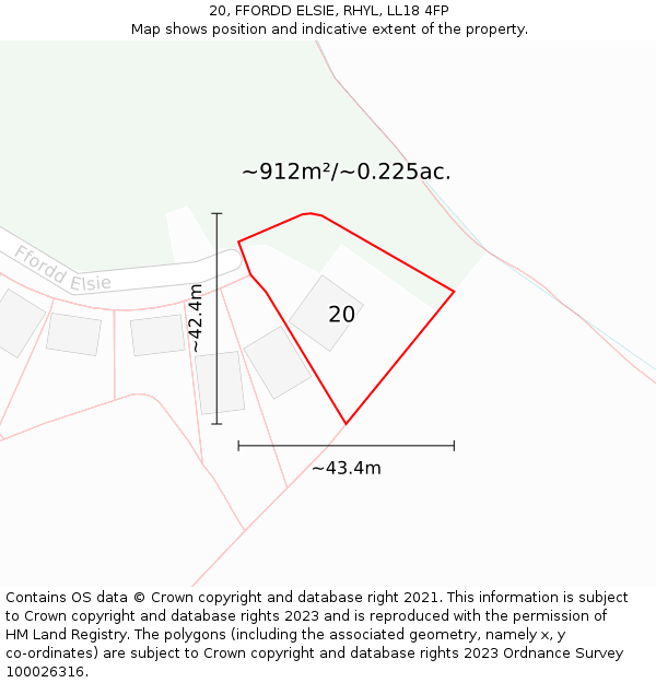 20, FFORDD ELSIE, RHYL, LL18 4FP: Plot and title map