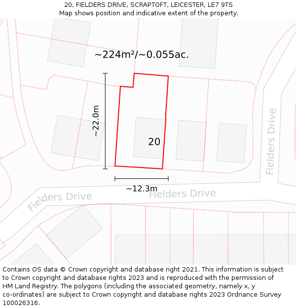 20, FIELDERS DRIVE, SCRAPTOFT, LEICESTER, LE7 9TS: Plot and title map