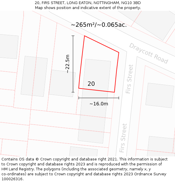 20, FIRS STREET, LONG EATON, NOTTINGHAM, NG10 3BD: Plot and title map