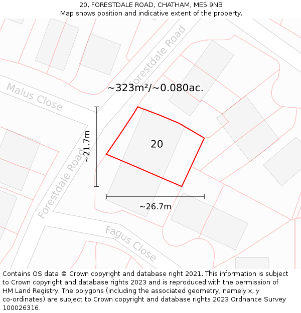 20, FORESTDALE ROAD, CHATHAM, ME5 9NB: Plot and title map