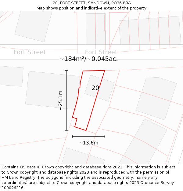 20, FORT STREET, SANDOWN, PO36 8BA: Plot and title map