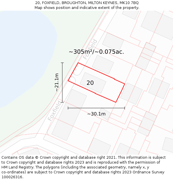 20, FOXFIELD, BROUGHTON, MILTON KEYNES, MK10 7BQ: Plot and title map