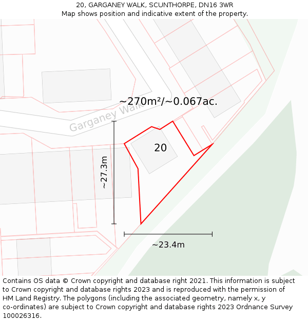 20, GARGANEY WALK, SCUNTHORPE, DN16 3WR: Plot and title map