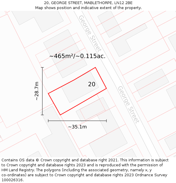 20, GEORGE STREET, MABLETHORPE, LN12 2BE: Plot and title map