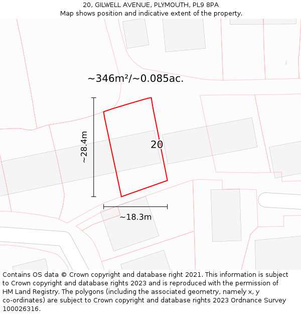 20, GILWELL AVENUE, PLYMOUTH, PL9 8PA: Plot and title map