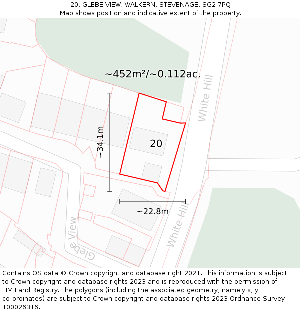 20, GLEBE VIEW, WALKERN, STEVENAGE, SG2 7PQ: Plot and title map