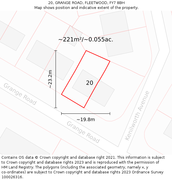 20, GRANGE ROAD, FLEETWOOD, FY7 8BH: Plot and title map