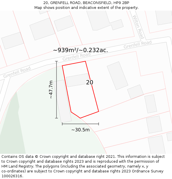 20, GRENFELL ROAD, BEACONSFIELD, HP9 2BP: Plot and title map