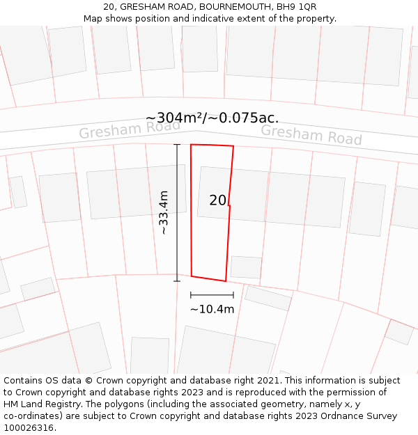 20, GRESHAM ROAD, BOURNEMOUTH, BH9 1QR: Plot and title map