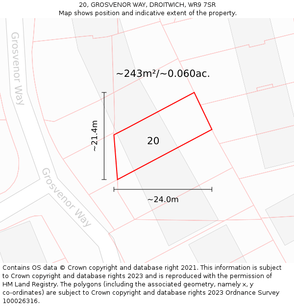 20, GROSVENOR WAY, DROITWICH, WR9 7SR: Plot and title map