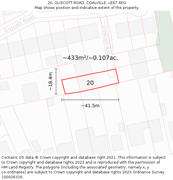 20, GUSCOTT ROAD, COALVILLE, LE67 4EG: Plot and title map