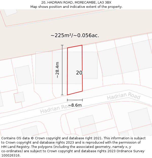 20, HADRIAN ROAD, MORECAMBE, LA3 3BX: Plot and title map