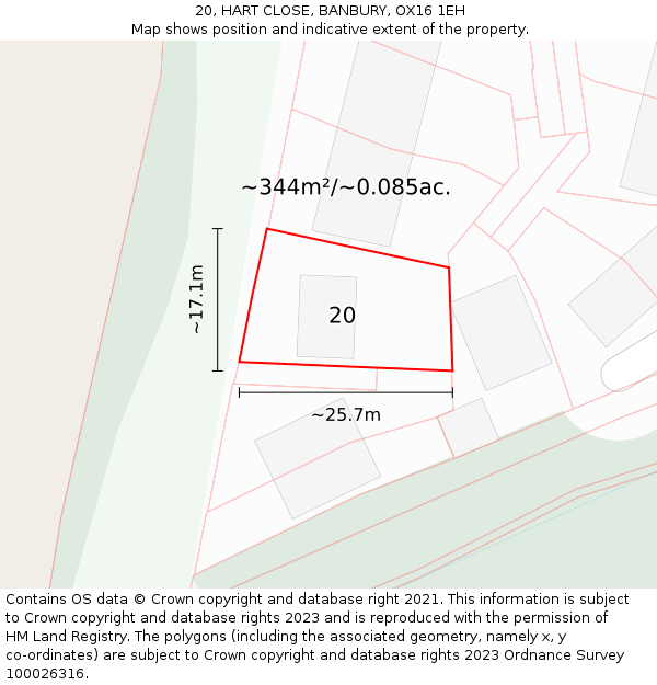 20, HART CLOSE, BANBURY, OX16 1EH: Plot and title map