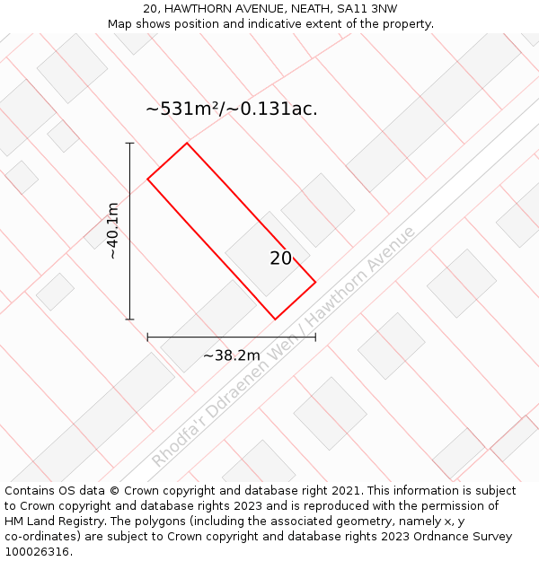 20, HAWTHORN AVENUE, NEATH, SA11 3NW: Plot and title map