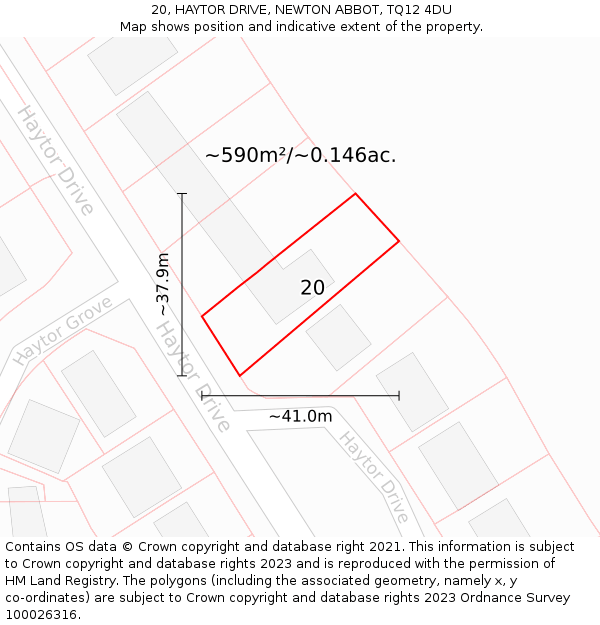 20, HAYTOR DRIVE, NEWTON ABBOT, TQ12 4DU: Plot and title map