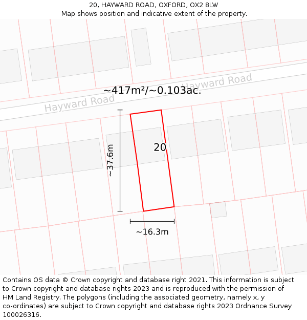 20, HAYWARD ROAD, OXFORD, OX2 8LW: Plot and title map