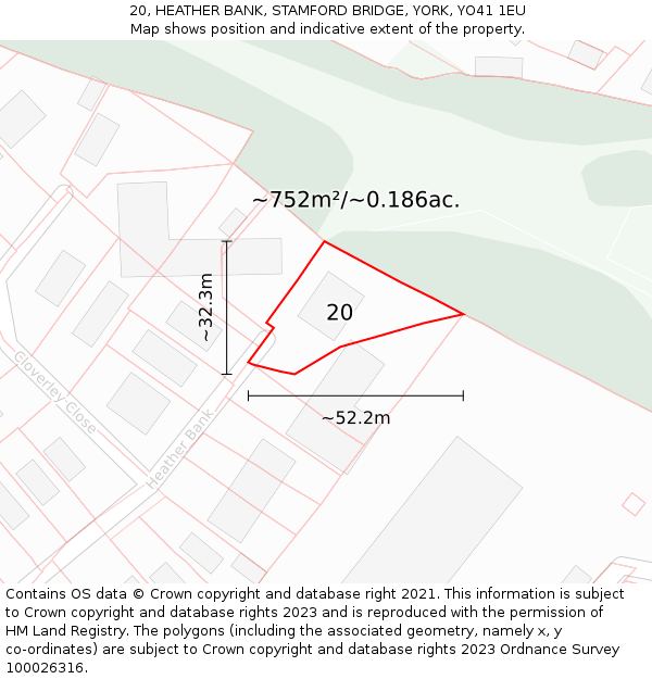 20, HEATHER BANK, STAMFORD BRIDGE, YORK, YO41 1EU: Plot and title map