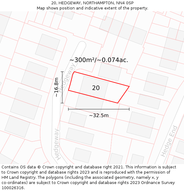 20, HEDGEWAY, NORTHAMPTON, NN4 0SP: Plot and title map