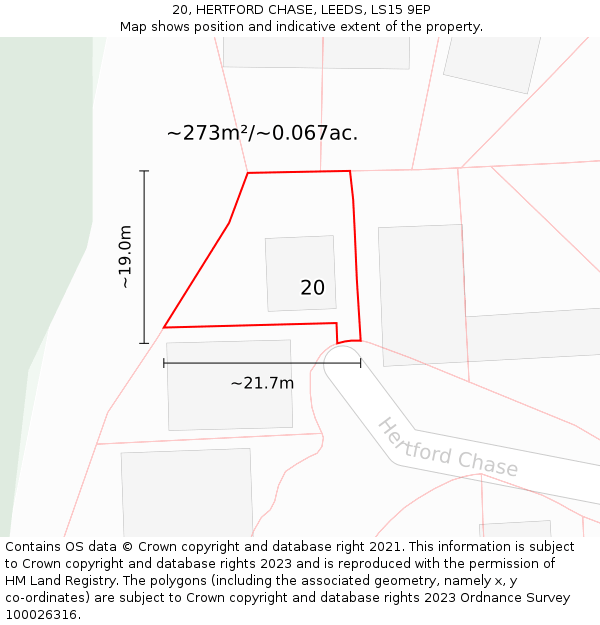 20, HERTFORD CHASE, LEEDS, LS15 9EP: Plot and title map