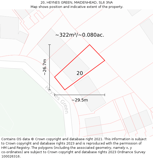 20, HEYNES GREEN, MAIDENHEAD, SL6 3NA: Plot and title map