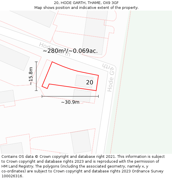 20, HODE GARTH, THAME, OX9 3GF: Plot and title map