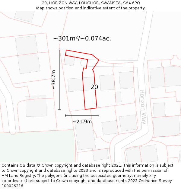 20, HORIZON WAY, LOUGHOR, SWANSEA, SA4 6PQ: Plot and title map