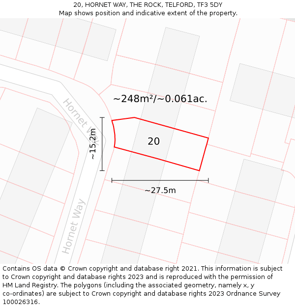 20, HORNET WAY, THE ROCK, TELFORD, TF3 5DY: Plot and title map