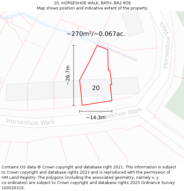 20, HORSESHOE WALK, BATH, BA2 6DE: Plot and title map