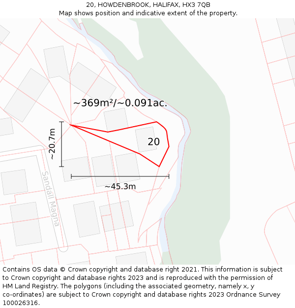 20, HOWDENBROOK, HALIFAX, HX3 7QB: Plot and title map