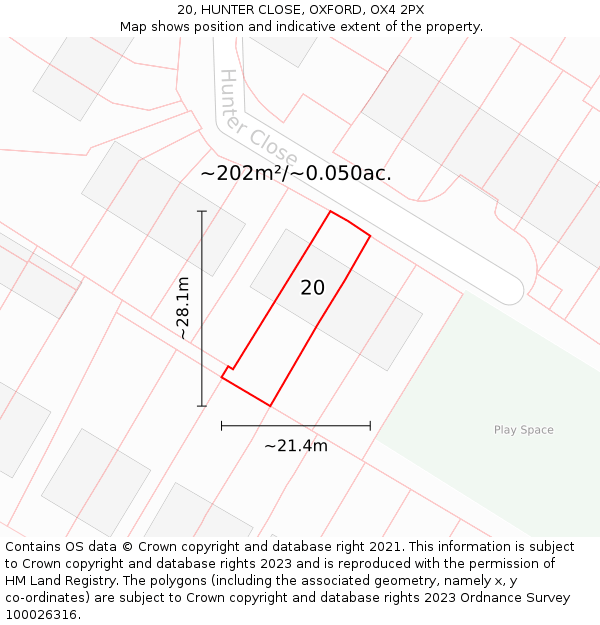 20, HUNTER CLOSE, OXFORD, OX4 2PX: Plot and title map