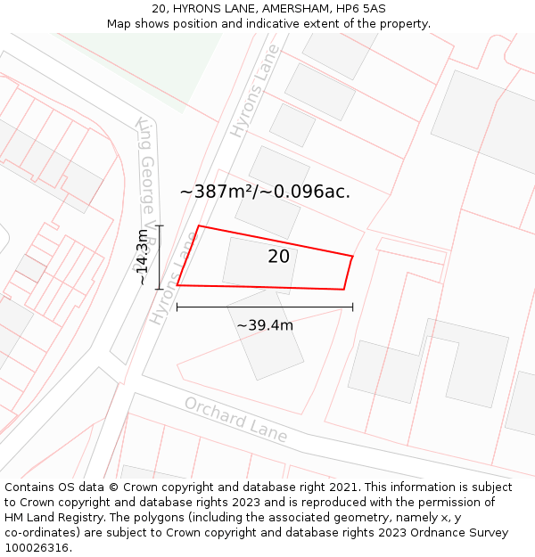 20, HYRONS LANE, AMERSHAM, HP6 5AS: Plot and title map