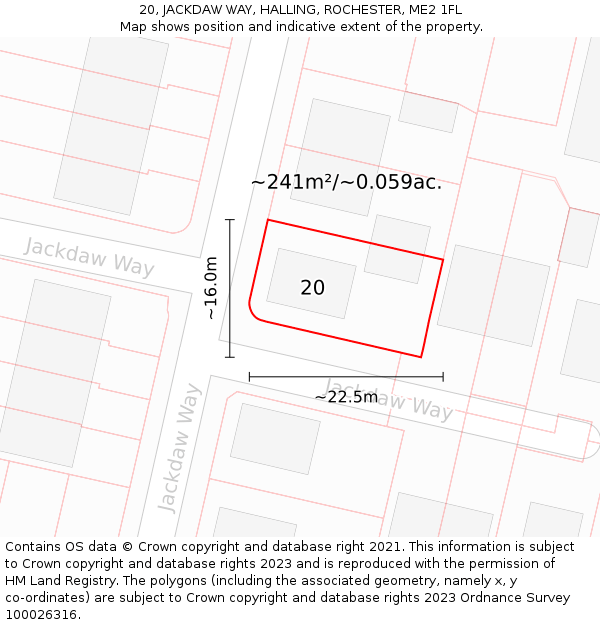 20, JACKDAW WAY, HALLING, ROCHESTER, ME2 1FL: Plot and title map