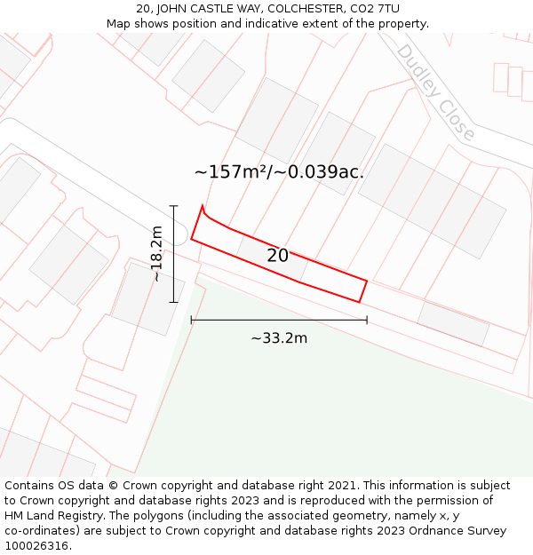 20, JOHN CASTLE WAY, COLCHESTER, CO2 7TU: Plot and title map