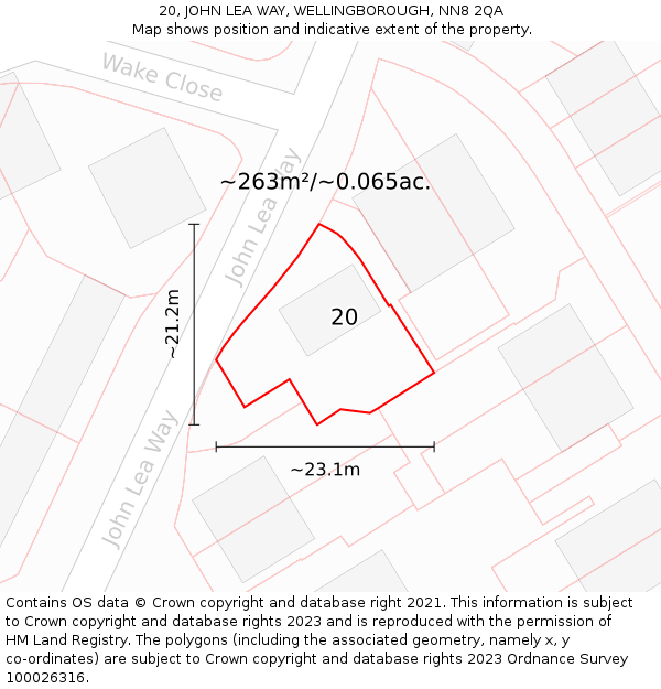 20, JOHN LEA WAY, WELLINGBOROUGH, NN8 2QA: Plot and title map