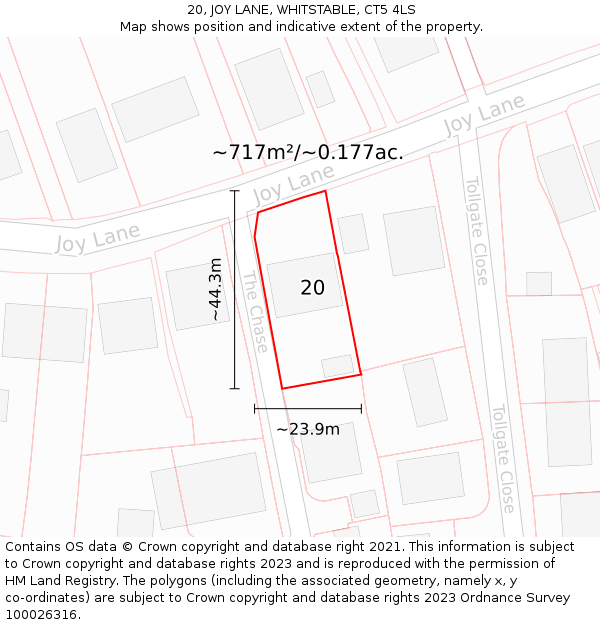 20, JOY LANE, WHITSTABLE, CT5 4LS: Plot and title map