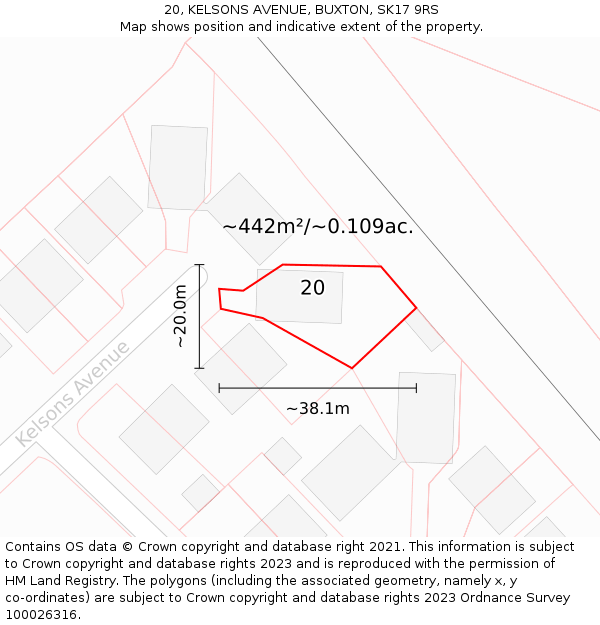 20, KELSONS AVENUE, BUXTON, SK17 9RS: Plot and title map