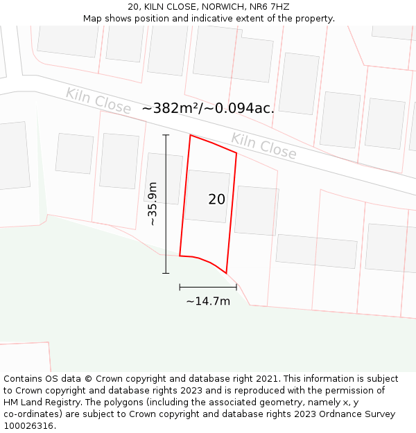 20, KILN CLOSE, NORWICH, NR6 7HZ: Plot and title map