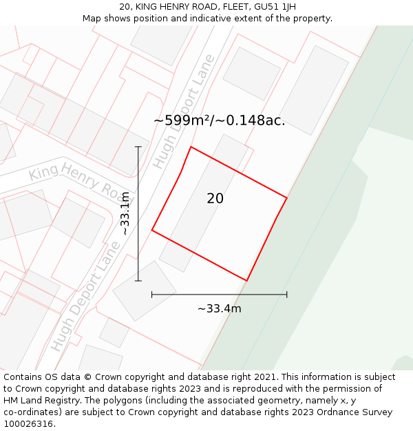 20, KING HENRY ROAD, FLEET, GU51 1JH: Plot and title map