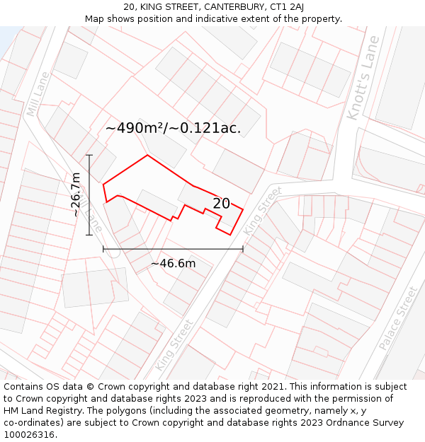 20, KING STREET, CANTERBURY, CT1 2AJ: Plot and title map