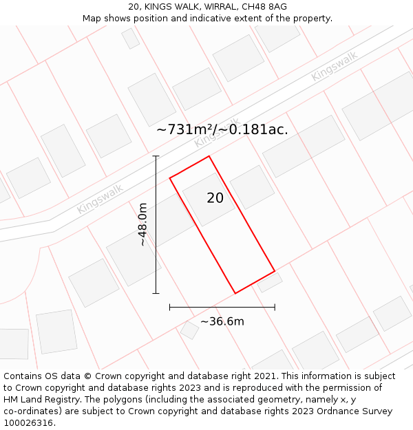 20, KINGS WALK, WIRRAL, CH48 8AG: Plot and title map