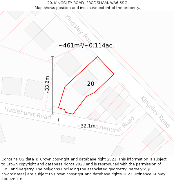 20, KINGSLEY ROAD, FRODSHAM, WA6 6SG: Plot and title map