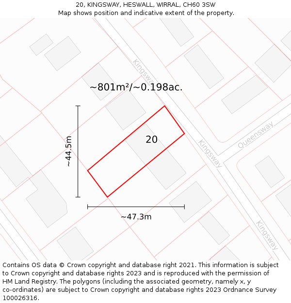 20, KINGSWAY, HESWALL, WIRRAL, CH60 3SW: Plot and title map