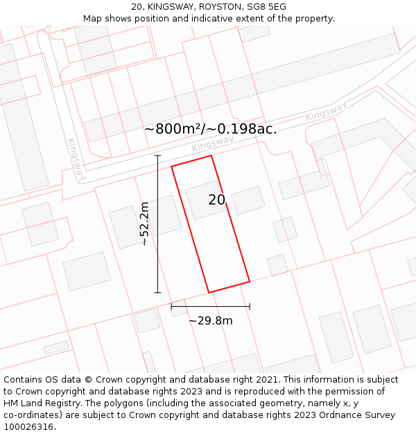 20, KINGSWAY, ROYSTON, SG8 5EG: Plot and title map