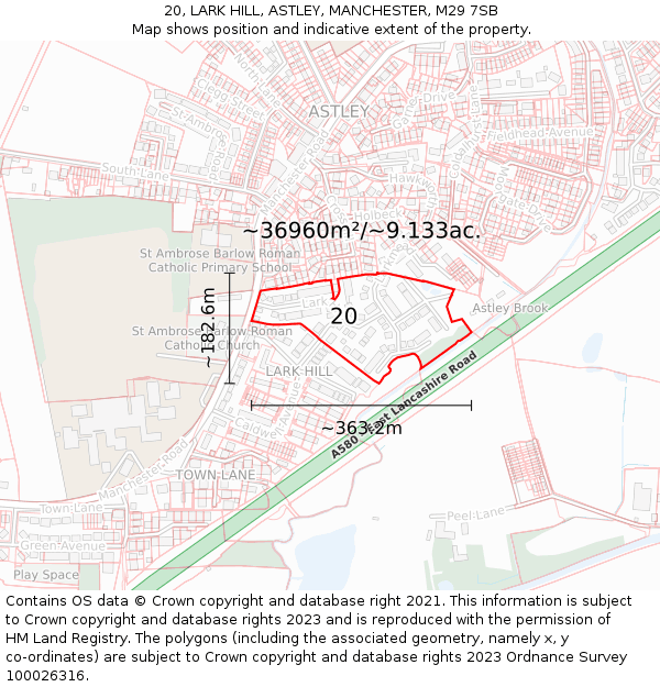 20, LARK HILL, ASTLEY, MANCHESTER, M29 7SB: Plot and title map