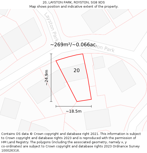 20, LAYSTON PARK, ROYSTON, SG8 9DS: Plot and title map