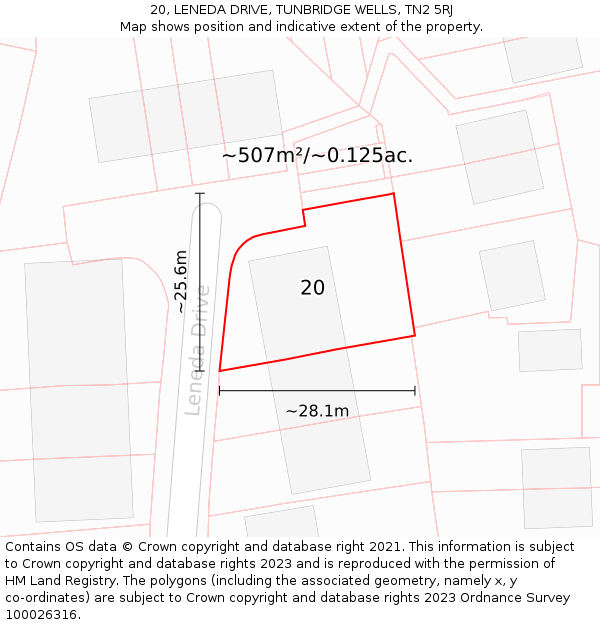 20, LENEDA DRIVE, TUNBRIDGE WELLS, TN2 5RJ: Plot and title map