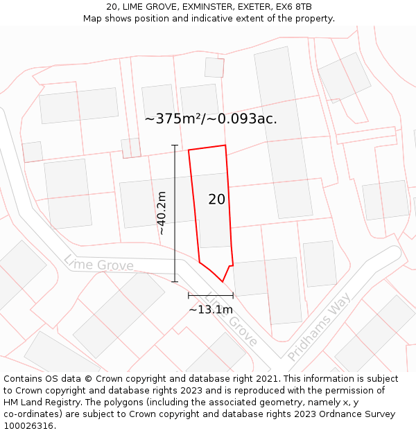 20, LIME GROVE, EXMINSTER, EXETER, EX6 8TB: Plot and title map