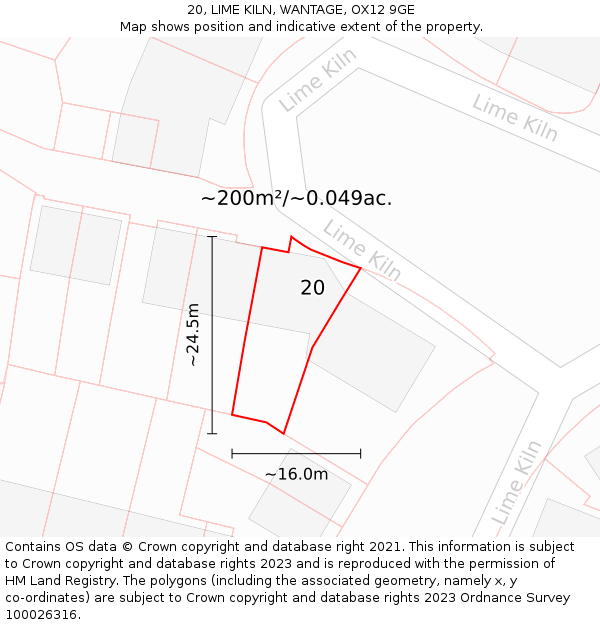 20, LIME KILN, WANTAGE, OX12 9GE: Plot and title map